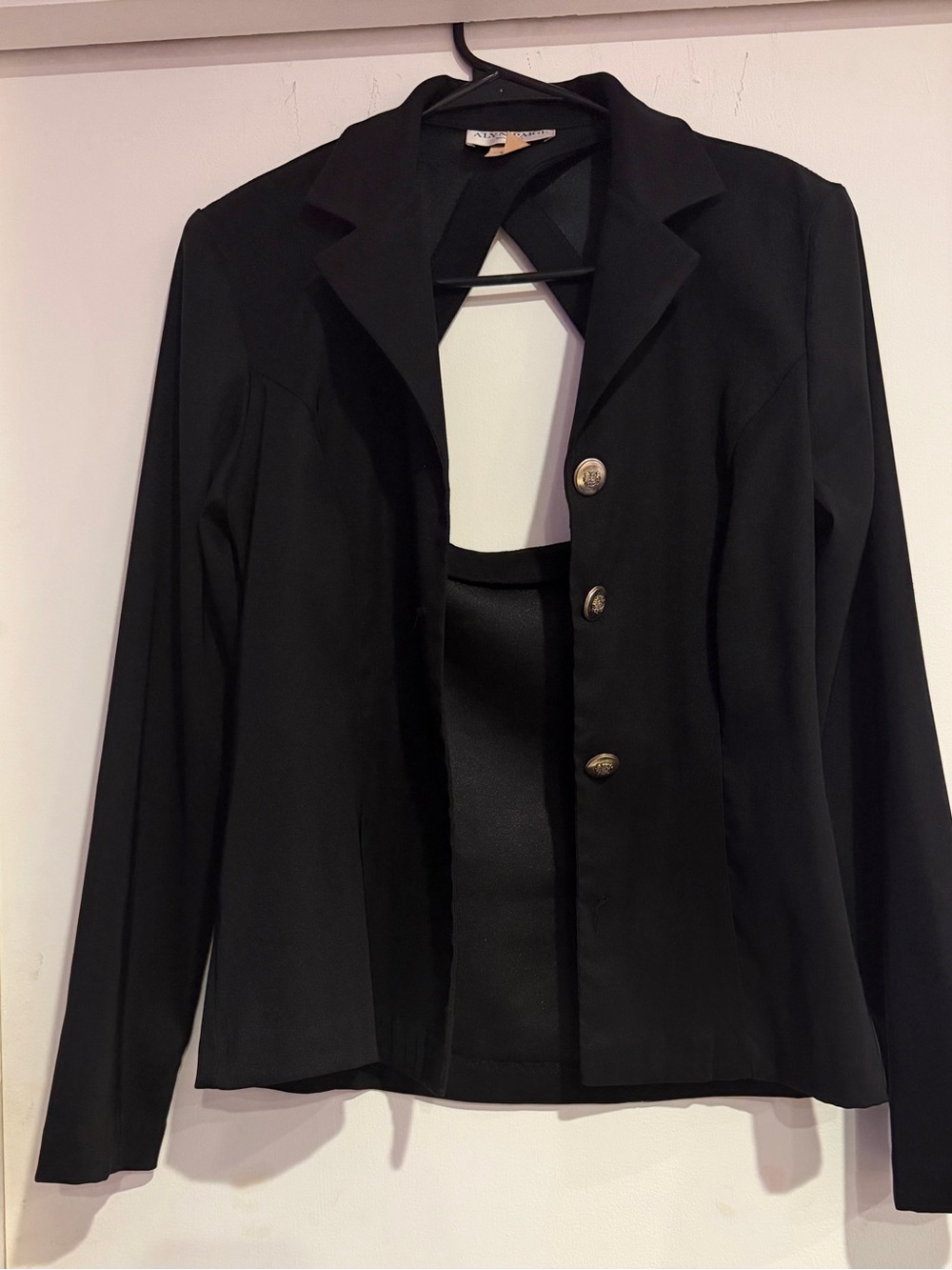 Black Women's Button-Front Blazer Jacket